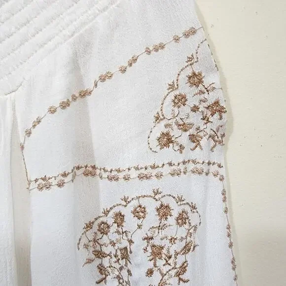 Xhilaration off the shoulder embroidered short sleeve peasant dress woman size S - Picture 6 of 8